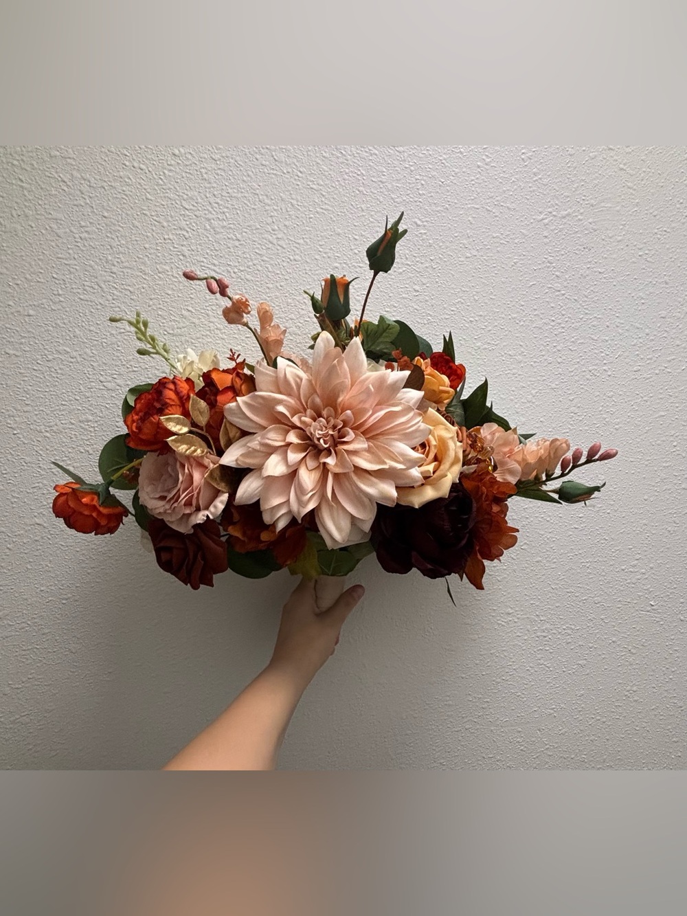 Ling’s Faux Floral Bouquet in Peach and Rust